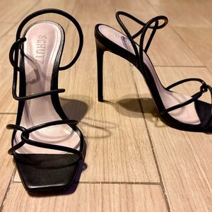 SCHUTZ Gabiele Black Strappy Sandals, Size 6